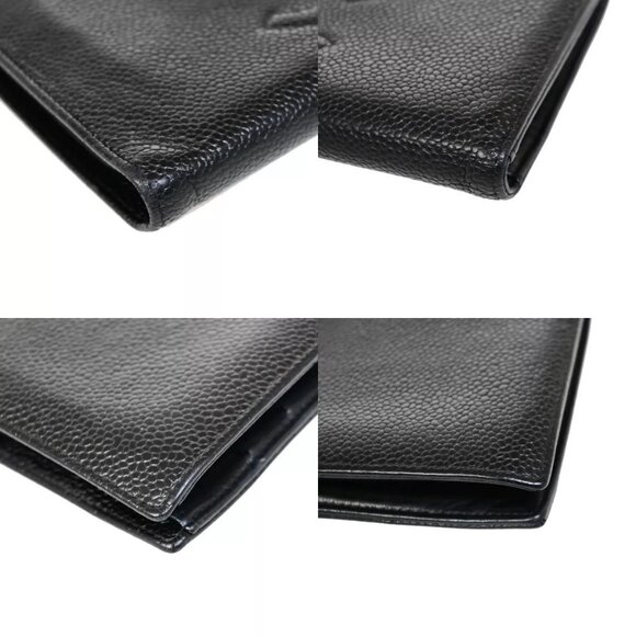 CHANEL CC Logo Long Bifold Wallet Purse Grained Calfskin Leather Black - Picture 7 of 15